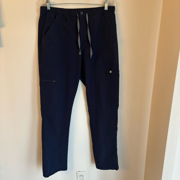 Figs Scrub Bottoms draw string waist navy blue lots of pockets size medium GUC! - Picture 1 of 12